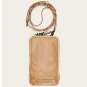 Frye Melissa Phone Bag Crossbody Leather Mini Bag Cognac Adjustable Strap